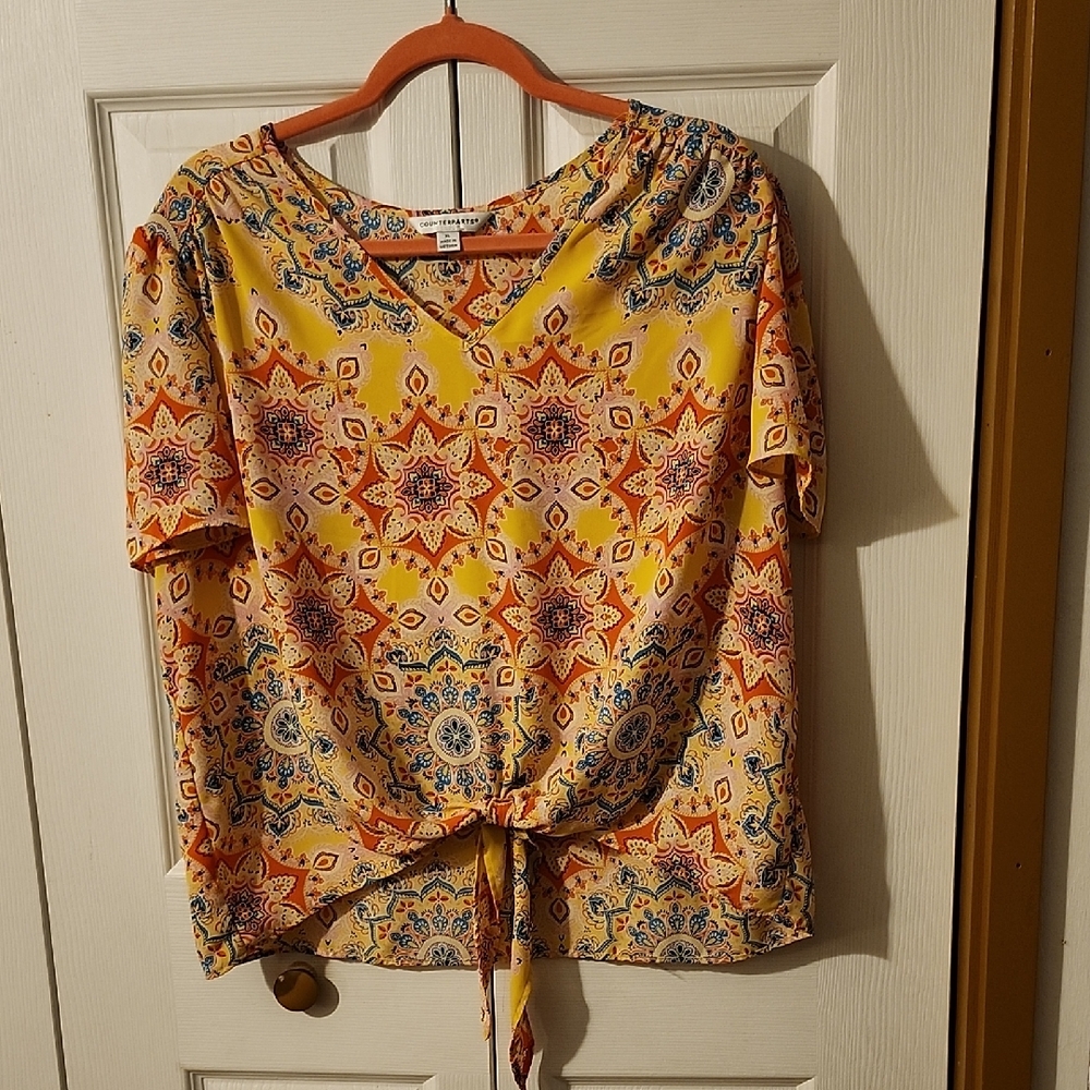 Counterparts Yellow and Blue Star Print Blouse